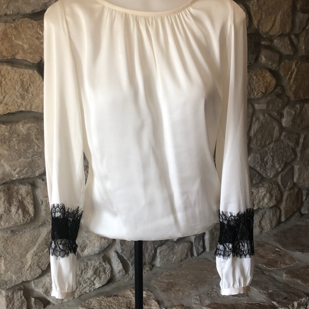 The Limited Cream Lace Insert Blouse L/S